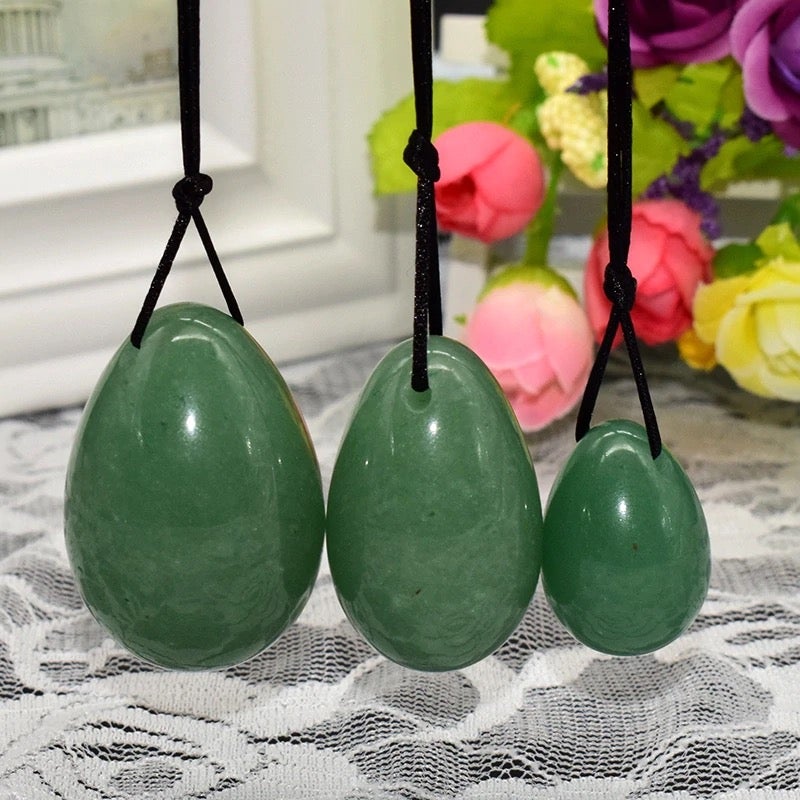 3 size set Jade Yoni Eggs with strings